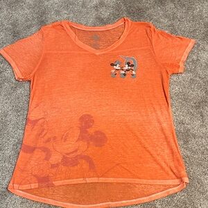 Disney Orange Tee with Mickey Mouse Design